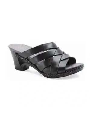Dansko Tory Black Woven Leather Wedge Sandals Mules Size 40 9.5 - 10